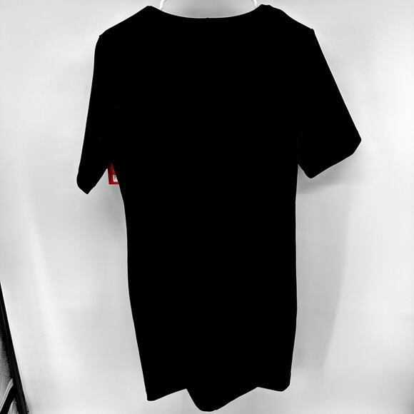 Spanx Faux Suede Column Dress Shift V-neck Short Sleeve Classic Black M NWT - Picture 7 of 7